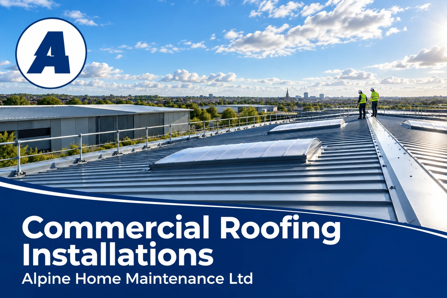 Alpine commercial roofing installations illustration of a modern metal roof with rooflights
