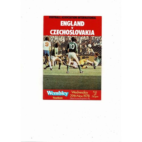 1978 England v Czechoslovakia Football Programme