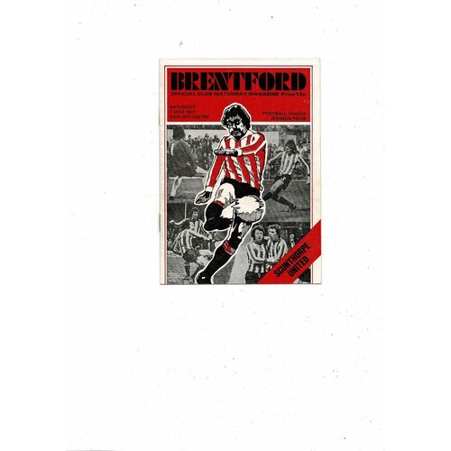 1976/77 Brentford v Scunthorpe United Football Programme