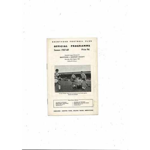 1967/68 Brentford v Newport County Football Programme