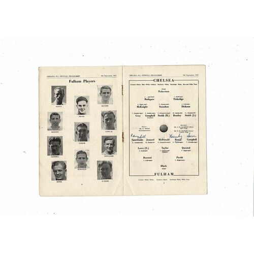 1951/52 Chelsea v Fulham Football Programme