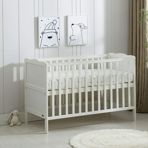 mcc direct White Wooden Orlando Baby Cot Bed & Rollaway Drawer & Aloe Vera Water Repellent Mattress  - Orlando