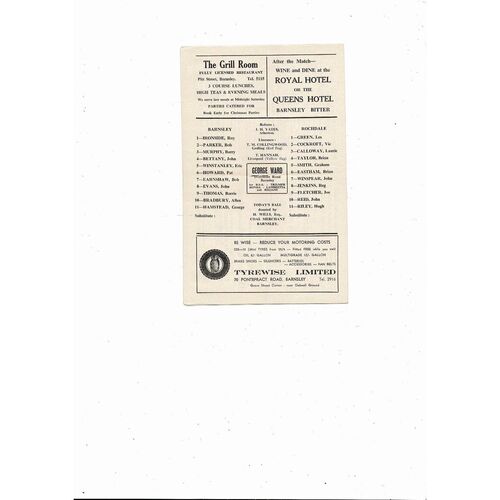 1967/68 Barnsley v Rochdale Football Programme