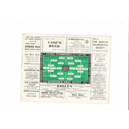 1966/67 Barrow v Chester City Football Programme