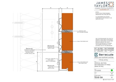 System Drawings | jamesandtaylor limited | Terracotta Tile Facade | Facing Brick System | Facade Metal