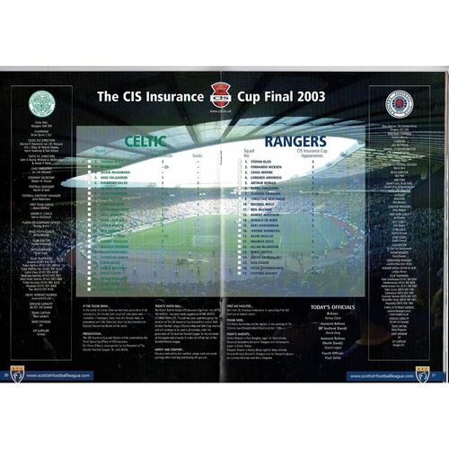 2003 Celtic v Rangers Scottish League Cup Final Football Programme + Press Cutting