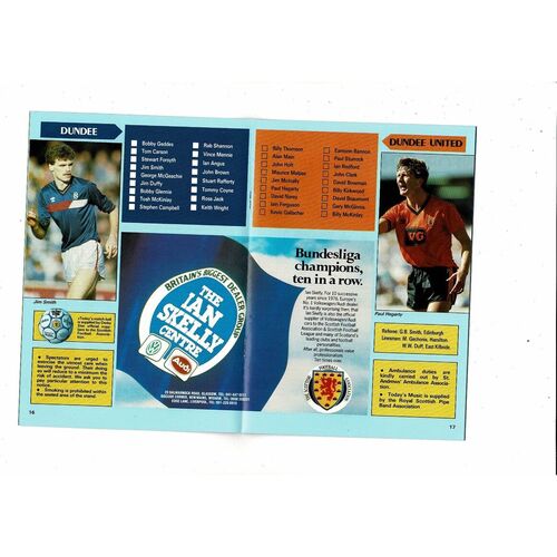 1987 Dundee v Dundee United Scottish Cup Semi Final Football Programme