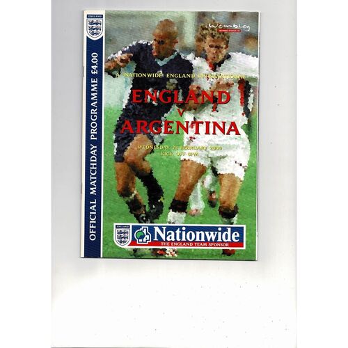 2000 England v Argentina Football Programme