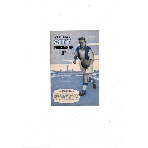 1955/56 Coventry City v Millwall Football Programme