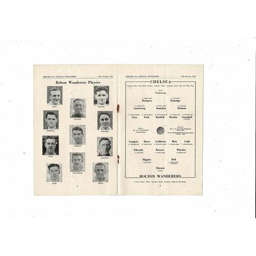 1951/52 Chelsea v Bolton Wanderers Football Programme