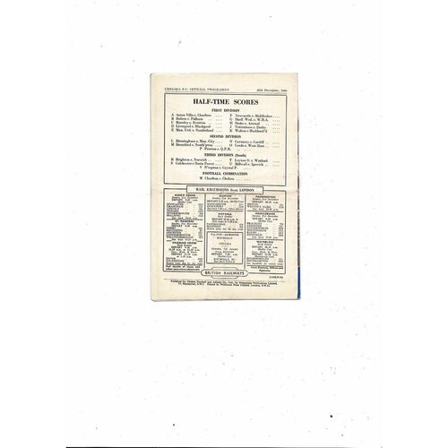 1950/51 Chelsea v Portsmouth Football Programme