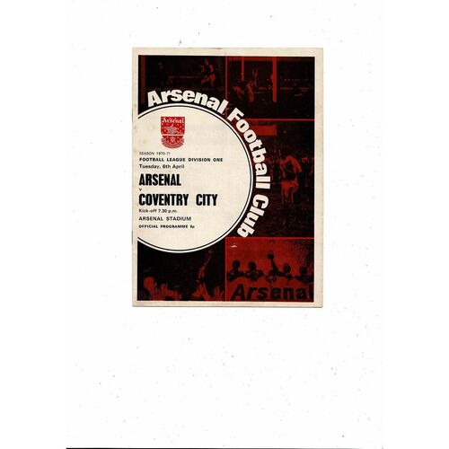 1970/71 Arsenal v Coventry City Football Programme
