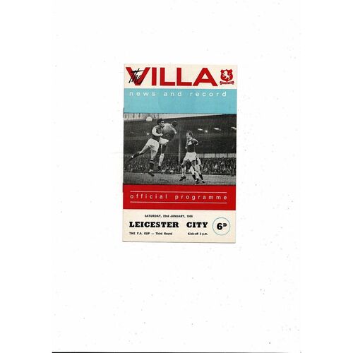 1965/66 Aston Villa v Leicester City FA Cup Football Programme