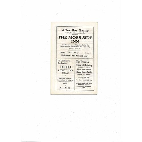 1961/62 St Mirren v Falkirk Football Programme