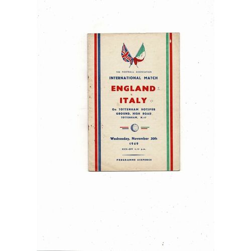 1949 England v Italy Football Programme @ Tottenham Hotspur