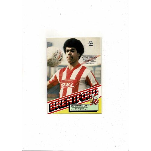 1982/83 Brentford v Bradford City Football Programme
