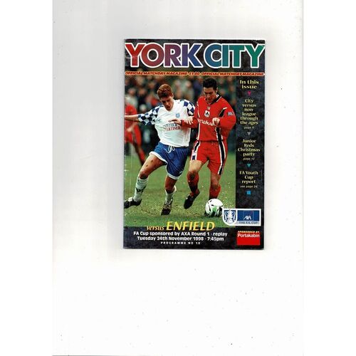 York City v Enfield FA Cup Football Programme 1998/99