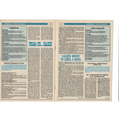 1992 Romania v Wales Football Programme