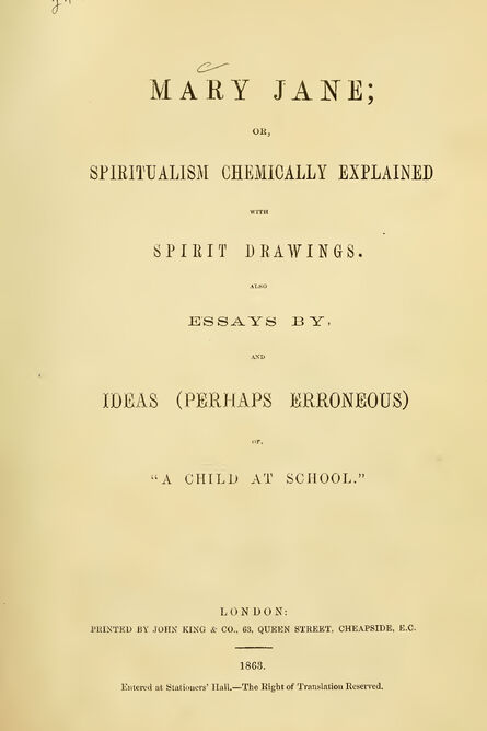 1863 | Spiritualism Chemically Explained with Spirit Drawings