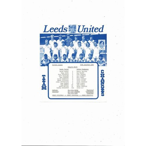 Leeds United v Bolton Wanderers Central League Football Programme 1980/81