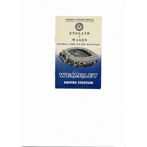 1963 England v Wales Schools International Football Programme