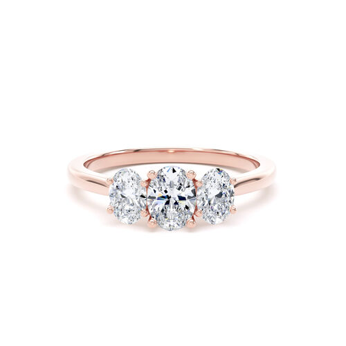 Oval diamond trilogy ring