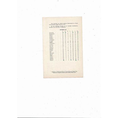 Watford v Bratislava Friendly Football Programme 1961/62