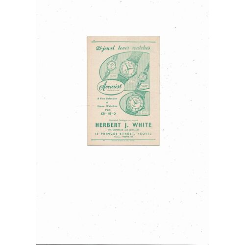 1957/58 Yeovil Town v Hastings Southern League Football Programme