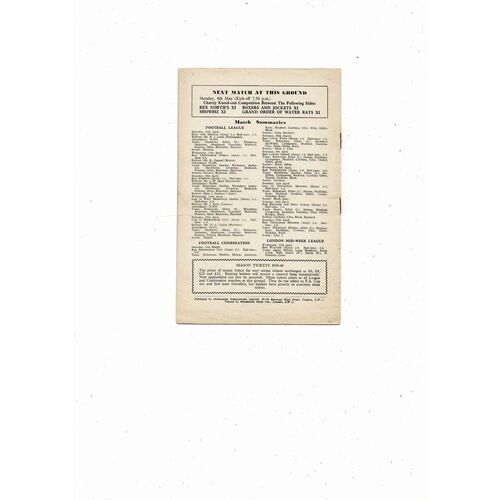 Chelsea v Ville de Belgrade Fairs Cup Football Programme 1958/59