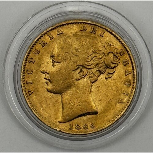1866 shield back full gold sovereign