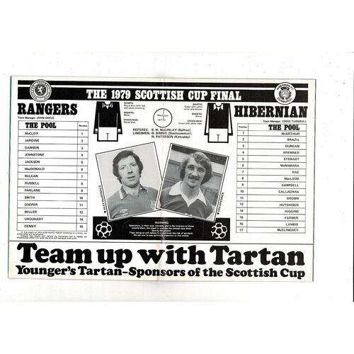 1979 Rangers v Hibernian Scottish Cup Final Football Programme