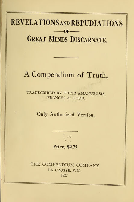 1922 | Revelations and Repudiations of Great Minds