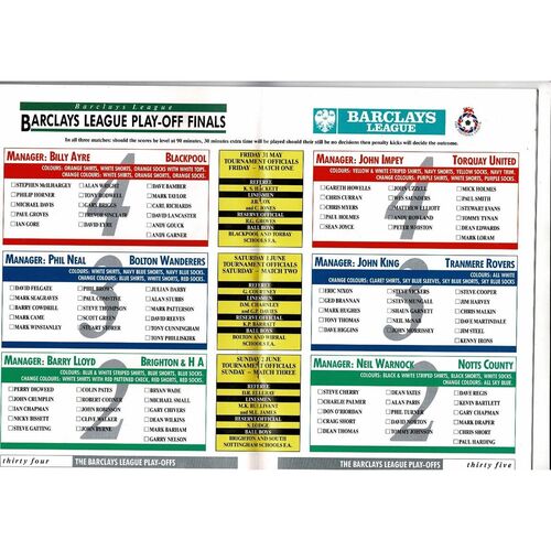 1991 Play Off Finals All Three Divisions Football Programme