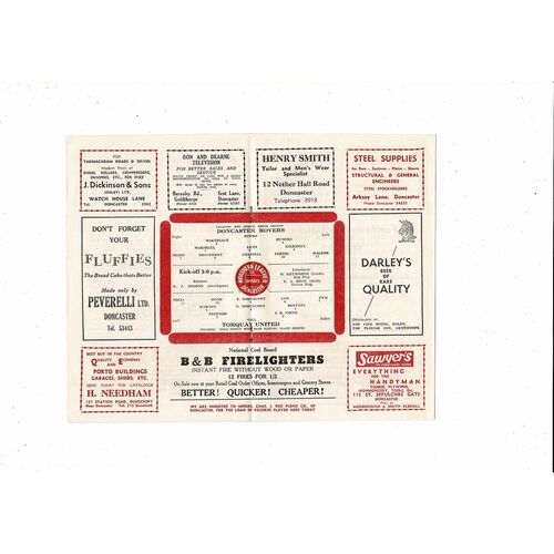 1959/60 Doncaster Rovers v Torquay United Football Programme