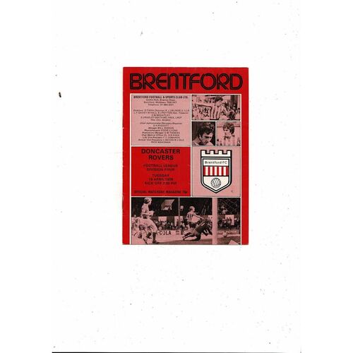 1977/78 Brentford v Doncaster Rovers Football Programme April