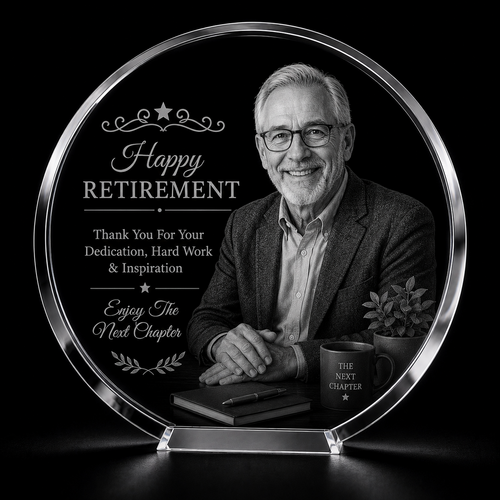 Retirement 3D Crystal Gifts | 3d Crystal Shop | 3d crystal glass engraving | Personalised 3d engraving  | 3d crystal photo
