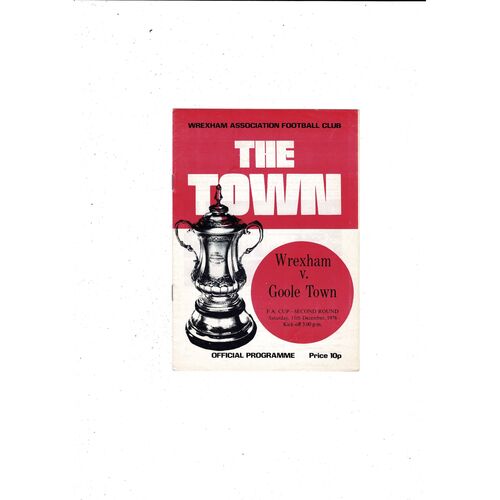 Wrexham v Goole Town FA Cup Football Programme 1976/77