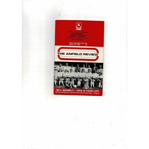 1972/73 Liverpool v Derby County Football Programme + League Review