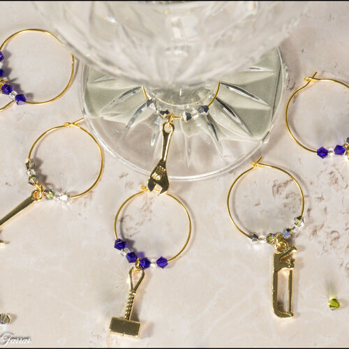 Tool Set Gold Plated Wine Glass Charms
