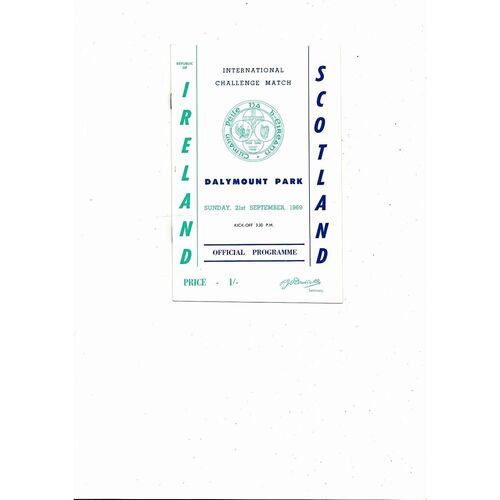 1969 Republic of Ireland v Scotland Football Programme