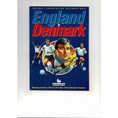 1994 England v Denmark Football Programme