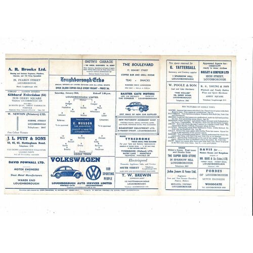 1964/65 Loughborough United v Goole Town Football Programme