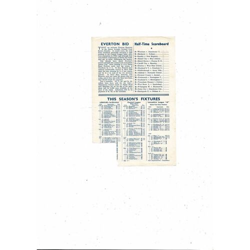 Manchester City v Everton Central League Football Programme 1956/57