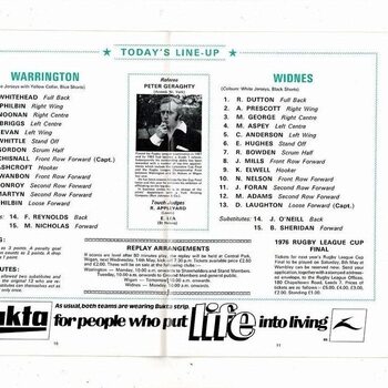 1975 Warrington v Widnes Rugby League Challenge Cup Final Programme