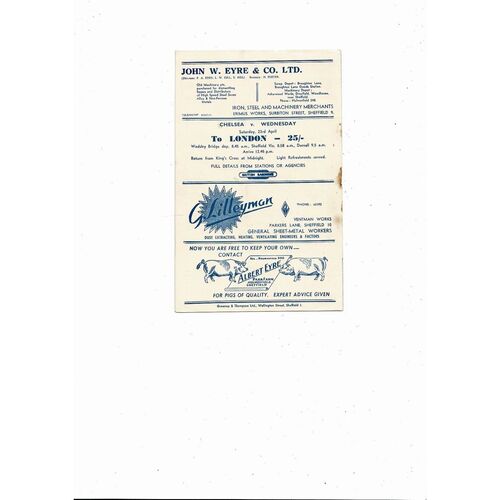 1954/55 Sheffield Wednesday v Bolton Wanderers Football Programme