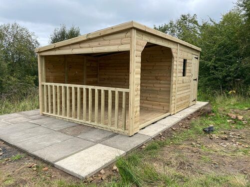 #P006 16x10 Pent Shed with Open Area