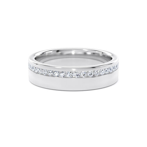 Offset diamond channel set ring