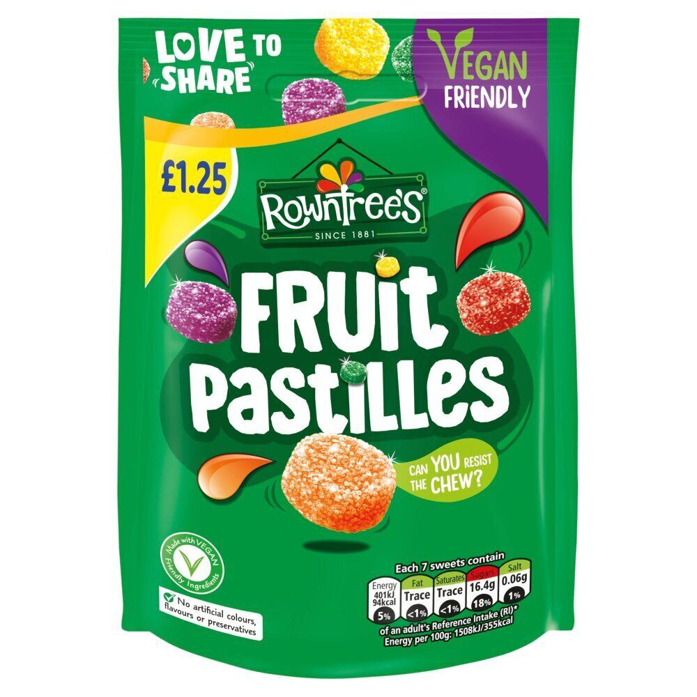Rowntree's Fruit Pastilles Vegan Friendly Sweets Sharing Bag