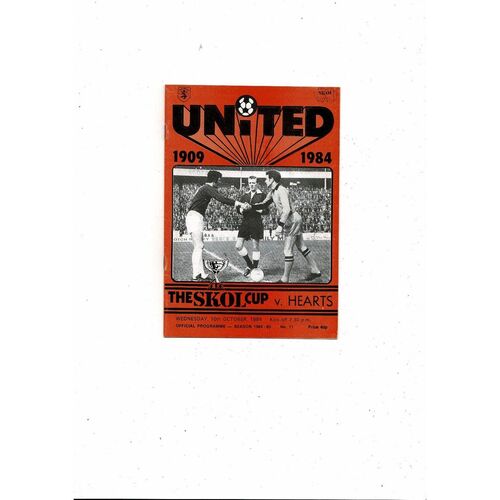 1984/85 Dundee United v Hearts Scottish League Cup Semi Final Programme