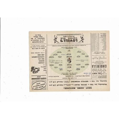 1950/51 Charlton Athletic v Blackpool FA Cup Football Programme